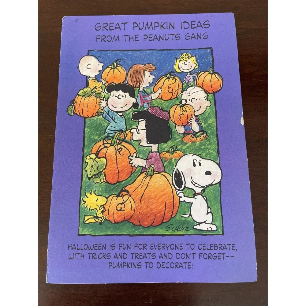 Vintage Hallmark Peanuts Halloween Greeting Card Folding Pumpkin Patch‎ Unused